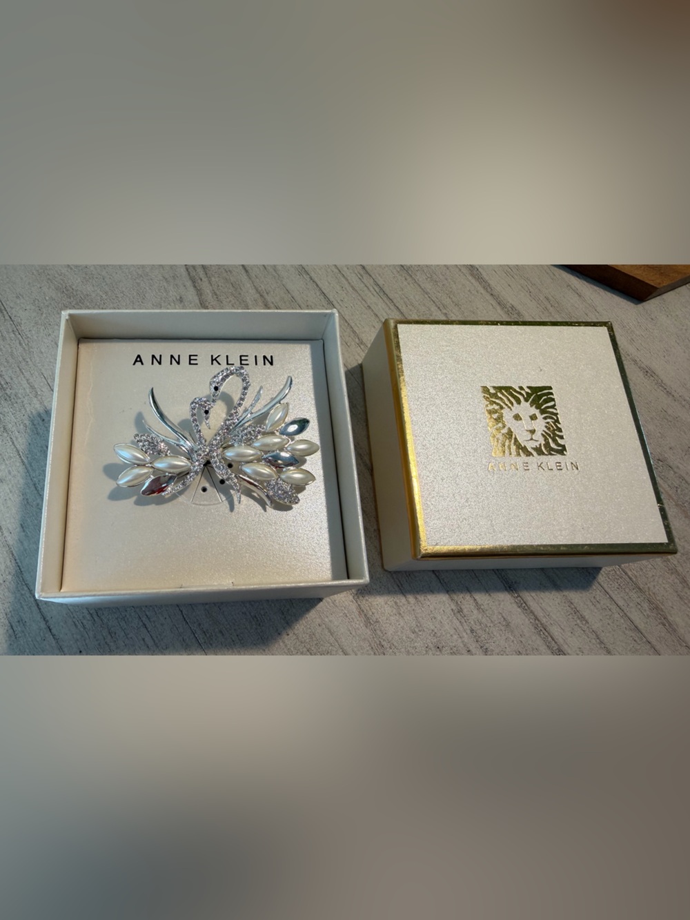 Anne Klein Silver-Tone Pearl and Crystal Floral Brooch - Silver/White